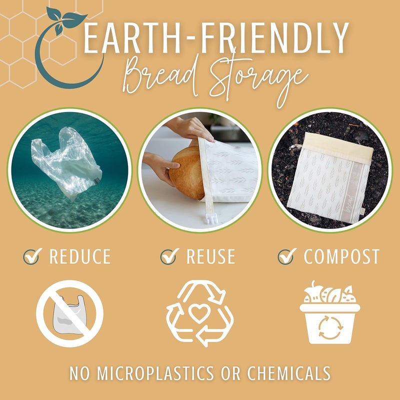 Nectar & Nest Reusable Beeswax Bread Bags for Homemade Bread & Sourdough – XL Eco-Friendly, Natural, Food-Safe Storage Bag to Keep Loaves Fresh Longer – Sustainable, Zero Waste - Image 4